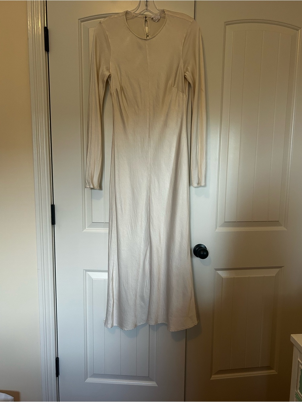 Ghost Cream Long-Sleeve Midi Dress — Classic Long Sleeve